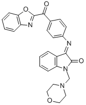 CAS#: 100476-63-9， 1,3-Dihydro-3-((4-(2-Benzoxazoyl)Phenyl)Imino)-1-(4-Morpholinylmethyl)-2H-Indol-2-One