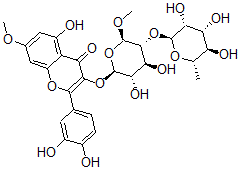 CAS#: 101330-77-2， 3-((2-O-(6-Deoxy-alpha-L-Mannopyranosyl)-beta-D-Glucopyranosyl)Oxy)-2-(3,4-Dihydroxyphenyl)-5-Hydroxy-7-Methoxy-4H-1-Benzopyran-4-One