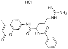 CAS#: 102601-21-8， N-[4-[(Aminoiminomethyl)Amino]-1-[[(4-Methyl-2-Oxo-2H-1-Benzopyran-7-Yl)Amino]Carbonyl]Butyl]-Benzamide Hydrochloride (1:1)
