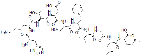 CAS#: 102989-34-4， L-Histidyl-L-lysyl-L-threonyl-L-a-aspartyl-L-seryl-L-phenylalanyl-L-valylglycyl-L-leucyl-L-Methionine
