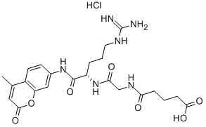 结构式 CAS# 103213-40-7, N-(4-羧基-1-氧代丁基)甘氨酰-N-(4-甲基-2-氧代-2H-1-苯并吡喃-7-基)-L-精氨酰胺单盐酸盐