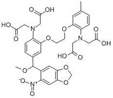 CAS#: 103471-64-3， 2-[[2-[2-[2-(Bis(Carboxymethyl)Amino)-5-[Methoxy-(6-Nitro-1,3-Benzodioxol-5-Yl)Methyl]Phenoxy]Ethoxy]-4-Methylphenyl]-(Carboxymethyl)Amino]Acetic Acid