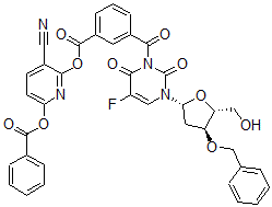CAS#: 103767-48-2， 3-(3-(6-Benzoyloxy-3-cyano-2-pyridyloxycarbonyl)benzoyl)-3'-O-benzyl-2'-deoxy-5-fluorouridine