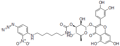 CAS#: 104317-56-8， [(2S,3R,4R,5S,6S)-2-[2-(3,4-Dihydroxyphenyl)-5,7-Dihydroxy-4-Oxochromen-3-Yl]Oxy-3,5-Dihydroxy-6-Methyloxan-4-Yl] N-[6-[(4-Azido-2-Nitrophenyl)Amino]Hexyl]Carbamate