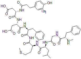 CAS#: 104499-96-9， N-Methyl-L-phenylalanylglycyl-L-leucyl-N-{(2S)-2-[(N-{3-[4-hydroxy-3-(125I)iodophenyl]propanoyl}-L-alpha-aspartyl-L-alpha-aspartyl)amino]-3-phenylpropanoyl}-L-methioninamide