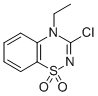 structure of CAS# 107089-77-0, 3-Chloro-4-Ethylbenzo[E][1,2,4]Thiadiazine 1,1-Dioxide;3-Chloro-4-Ethyl-Benzo[E][1,2,4]Thiadiazine 1,1-Dioxide;4H-1,2,4-Benzothiadiazine, 3-Chloro-4-Ethyl-, 1,1-Dioxide;3-Chloro-4-Ethyl-4H-1,2,4-Benzothiadiazine 1,1-Dioxide