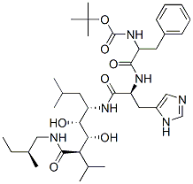 CAS#: 107600-10-2， Tert-Butyl N-[(2S)-1-[[(2S)-1-[[(4S,5R,6R,7R)-5,6-Dihydroxy-2,8-Dimethyl-7-[[(2S)-2-Methylbutyl]Carbamoyl]Nonan-4-Yl]Amino]-3-(3H-Imidazol-4-Yl)-1-Oxopropan-2-Yl]Amino]-1-Oxo-3-Phenylpropan-2-Yl]Carbamate