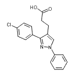 structure of CAS# 108446-79-3, 3-[3-(4-Chlorophenyl)-1-Phenyl-1H-Pyrazol-4-Yl]Propanoic Acid;3- -1-PHENYLPYRAZOLE-4-P&;3-(4-Chlorophenyl)-1-phenylpyrazole-4-propionic acid;3-[3-(4-c<wbr>hlorophen<wbr>yl)-1-phe<wbr>nyl-1H-py<wbr>razol-4-y<wbr>l]propano<wbr>ic acid