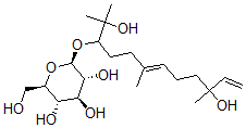 CAS#: 108906-50-9， (2S,3R,4S,5S,6R)-2-[(6E)-2,10-Dihydroxy-2,6,10-Trimethyldodeca-6,11-Dien-3-Yl]Oxy-6-(Hydroxymethyl)Oxane-3,4,5-Triol