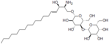structure of CAS# 109785-20-8, Lactosyl Lysosphingolipid;(2S,3R,4S,5R,6R)-2-[(2R,3S,4R,5R,6R)-6-[(E,2S,3R)-2-Amino-3-Hydroxy-Octadec-4-Enoxy]-4,5-Dihydroxy-2-(Hydroxymethyl)Tetrahydropyran-3-Yl]Oxy-6-(Hydroxymethyl)Tetrahydropyran-3,4,5-Triol;(2S,3R,4S,5R,6R)-2-[[(2R,3S,4R,5R,6R)-6-[(E,2S,3R)-2-Amino-3-Hydroxyoctadec-4-Enoxy]-4,5-Dihydroxy-2-(Hydroxymethyl)-3-Tetrahydropyranyl]Oxy]-6-(Hydroxymethyl)Tetrahydropyran-3,4,5-Triol;(2S,3R,4S,5R,6R)-2-[(2R,3S,4R,5R,6R)-6-[(E,2S,3R)-2-Amino-3-Hydroxy-Octadec-4-Enoxy]-4,5-Dihydroxy-2-Methylol-Tetrahydropyran-3-Yl]Oxy-6-Methylol-Tetrahydropyran-3,4,5-Triol