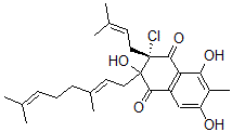 CAS#: 110200-34-5， (3R)-3-Chloro-2-[(2E)-3,7-Dimethylocta-2,6-Dienyl]-2,5,7-Trihydroxy-6-Methyl-3-(3-Methylbut-2-Enyl)Naphthalene-1,4-Dione