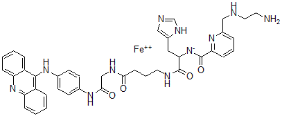 CAS#: 110340-32-4， Ferrous N-[2-[[4-[[2-[[4-(acridin-9-ylamino)phenyl]amino]-2-oxo-ethyl]amino]-4-oxo-butyl]amino]-1-(3H-imidazol-4-ylmethyl)-2-oxo-ethyl]-6-[(2-aminoethylamino)methyl]pyridine-2-carboximidate