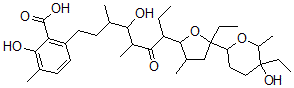 CAS#: 11054-70-9， 6-[7-[5-Ethyl-5-(5-Ethyl-5-Hydroxy-6-Methyloxan-2-Yl)-3-Methyloxolan-2-Yl]-4-Hydroxy-3,5-Dimethyl-6-Oxononyl]-2-Hydroxy-3-Methylbenzoic Acid