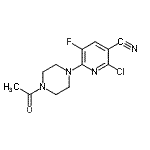 structure of CAS# 113237-21-1, 6-(4-Acetyl-1-Piperazinyl)-2-Chloro-5-Fluoronicotinonitrile;6-(4-Acetylpiperazin-1-yl)-2-chloro-5-fluoronicotinonitrile;6-(4-acet<wbr>ylpiperaz<wbr>inyl)-2-c<wbr>hloro-5-f<wbr>luoropyri<wbr>dine-3-ca<wbr>rbonitrile;MFCD10703550
