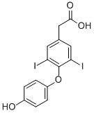 structure of CAS# 1155-40-4, 3,5-Diiodothyroacetic Acid;2-[4-(4-Hydroxyphenoxy)-3,5-Diiodo-Phenyl]Acetic Acid;2-[4-(4-Hydroxyphenoxy)-3,5-Diiodo-Phenyl]Ethanoic Acid;Nsc90463
