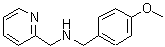 structure of CAS# 121020-62-0, 1-(4-Methoxyphenyl)-N-(2-Pyridinylmethyl)Methanamine;(4-methoxybenzyl)(2-pyridinylmethyl)amine;(4-methoxybenzyl)(pyridin-2-ylmethyl)amine;(4-Methoxy-benzyl)-pyridin-2-ylmethyl-amine