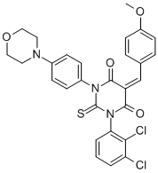 CAS#: 121608-26-2， (5Z)-1-(2,3-Dichlorophenyl)-5-[(4-Methoxyphenyl)Methylidene]-3-(4-Morpholin-4-Ylphenyl)-2-Sulfanylidene-1,3-Diazinane-4,6-Dione