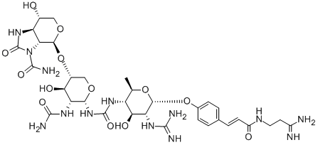 CAS#: 121634-35-3， 6-[6-[[6-[4-[(E)-3-[(3-Amino-3-Iminopropyl)Amino]-3-Oxoprop-1-Enyl]Phenoxy]-5-(Diaminomethylideneamino)-4-Hydroxy-2-Methyloxan-3-Yl]Carbamoylamino]-5-(Carbamoylamino)-4-Hydroxyoxan-3-Yl]Oxy-7-Hydroxy-2-Oxo-3,3A,5,6,7,7alpha-Hexahydropyrano[2,3-d]Imidazole-1-Carboxamide