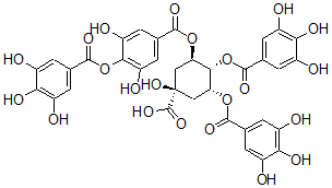 CAS#: 123166-69-8， (1S,3R,4R,5R)-3-[3,5-Dihydroxy-4-(3,4,5-Trihydroxybenzoyl)Oxybenzoyl]Oxy-1-Hydroxy-4,5-Bis[(3,4,5-Trihydroxybenzoyl)Oxy]Cyclohexane-1-Carboxylic Acid