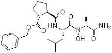 structure of CAS# 123984-00-9, 1-[(Benzyloxy)Carbonyl]-L-Prolyl-L-Leucyl-N-Hydroxy-L-Alaninamide;Collagenase Inhibitor (MMP1);Z-Pro-Leu-Ala-NHOH