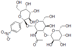 CAS#: 124098-14-2， 4-Nitrophenyl O-beta-D-galactopyranosyl-(1-4)-O-2-(acetylamino)-2-deoxy-beta-D-glucopyranosyl-(1-3)-beta-D-galactopyranoside