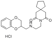 structure of CAS# 124756-23-6, Binospirone mesylate;8-[2-(2,3-Dihydro-1,4-Benzodioxin-2-Ylmethylamino)Ethyl]-8-Azaspiro[4.5]Decane-7,9-Quinone;Methanesulfonic Acid;(+-)-N-(2-((1,4-Benzodioxan-2-Ylmethyl)Amino)Ethyl)-1,1-Cyclopentanediacetimide Monomethanesulfonate;8-Azaspiro(4.5)Decane-7,9-Dione, 8-(2-(((2,3-Dihydro-1,4-Benzodioxin-2-Yl)Methyl)Amino)Ethyl)-, (+-)-, Monomethanesulfonate