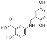 structure of CAS# 125697-93-0, 5-[[(2,5-Dihydroxyphenyl)Methyl]Amino]-2-Hydroxy-Benzoic Acid;5-[(2,5-Dihydroxyphenyl)Methylamino]-2-Hydroxy-Benzoic Acid;5-[(2,5-Dihydroxybenzyl)Amino]-2-Hydroxy-Benzoic Acid;5-(2,5-Dihydroxybenzylamino)-2-Hydroxybenzoic Acid