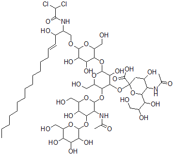 CAS#: 126586-85-4， 5-Acetamido-2-[5-[3-Acetamido-5-Hydroxy-6-(Hydroxymethyl)-4-[3,4,5-Trihydroxy-6-(Hydroxymethyl)Oxan-2-Yl]Oxyoxan-2-Yl]Oxy-2-[6-[(E)-2-[(2,2-Dichloroacetyl)Amino]-3-Hydroxyoctadec-4-Enoxy]-4,5-Dihydroxy-2-(Hydroxymethyl)Oxan-3-Yl]Oxy-3-Hydroxy-6-(Hydroxymethyl)Oxan-4-Yl]Oxy-4-Hydroxy-6-(1,2,3-Trihydroxypropyl)Oxane-2-Carboxylic Acid