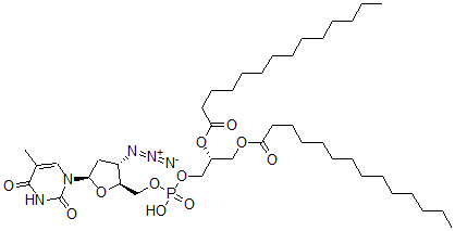 CAS#: 128008-46-8， [(2R)-3-[[(2S,3S,5R)-3-Azido-5-(5-Methyl-2,4-Dioxopyrimidin-1-Yl)Oxolan-2-Yl]Methoxy-Hydroxyphosphoryl]Oxy-2-Tetradecanoyloxypropyl] Tetradecanoate