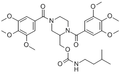 CAS#: 129230-06-4， [1,4-Bis(3,4,5-Trimethoxybenzoyl)Piperazin-2-Yl]Methyl N-(3-Methylbutyl)Carbamate
