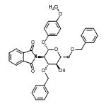 结构式 CAS# 129575-89-9, 2-[(2S,3R,4R,5S,6R)-4-苄氧基-6-(苄氧基甲基)-5-羟基-2-(4-甲氧基苯氧基)四氢吡喃-3-基]异吲哚啉-1,3-二酮