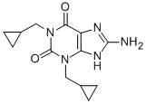 structure of CAS# 132210-43-6, 8-Amino-1,3-Bis(Cyclopropylmethyl)-7H-Purine-2,6-Dione;8-Amino-1,3-Bis(Cyclopropylmethyl)-7H-Purine-2,6-Quinone;Cipamfylline (Usan);D03516