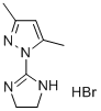 structure of CAS# 132369-02-9, 1-(4,5-Dihydro-1H-Imidazol-2-Yl)-3,5-Dimethyl-1H-Pyrazole Hydrobromide (1:1);1-(4,5-DIHYDRO-1H-IMIDAZOL-2-YL)-3,5-DIMETHYL-1H-PYRAZOLE HYDROBROMIDE;2-(3,5-DIMETHYLPYRAZOLYL)-4,5-DIHYDROIMIDAZOLE HYDROBROMIDE;2-(3,5-DIMETHYLPYRAZOYL)-4,5-DIHYDROIMIDAZOLE HYDROBROMIDE
