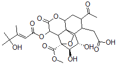 CAS#: 132587-61-2， (3S-(3alpha,3aalpha,4alpha(E),6aalpha,8alpha,9beta,10alpha,10aS,11S*,12R*))-8-Acetyloctahydro-11,12-Dihydroxy-4-((4-Hydroxy-3,4-Dimethyl-1-Oxo-2-Pentenyl)Oxy)-3-(Methoxycarbonyl)-9-Methyl-5-Oxo-3,10-Ethano-1H,8H-Furo(3,4-d)(1)Benzopyran-9-Acetic Acid