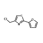 structure of CAS# 13386-49-7, 4-(Chloromethyl)-2-(2-Furyl)-1,3-Thiazole;4-(chloromethyl)-2-(furan-2-yl)-1,3-thiazole;MFCD07022073;A3998/0170374