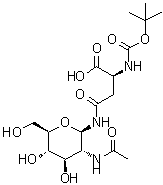 结构式 CAS# 137255-40-4, 2-乙酰氨基-2-脱氧-N-(N-{[(2-甲基-2-丙基)氧基]羰基}-L-beta-天冬氨酰)-beta-D-吡喃葡萄糖基胺