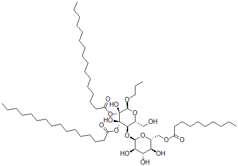 CAS#: 140899-18-9， [(2S,3R,4R,5R,6R)-5-[(2R,3R,4S,5S,6R)-6-(Decanoyloxymethyl)-3,4,5-Trihydroxyoxan-2-Yl]Oxy-3-Hexadecanoyloxy-3,4-Dihydroxy-6-(Hydroxymethyl)-2-Propoxyoxan-4-Yl] Hexadecanoate