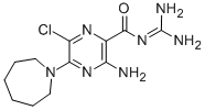 structure of CAS# 1428-95-1, 5-(N,N-Hexamethylene)-Amiloride;3-Amino-5-(Azepan-1-Yl)-6-Chloro-N-(Diaminomethylene)Pyrazine-2-Carboxamide;3-Amino-5-(1-Azepanyl)-6-Chloro-N-(Diaminomethylene)-2-Pyrazinecarboxamide;3-Amino-5-(Azepan-1-Yl)-6-Chloro-N-(Diaminomethylene)Pyrazinamide