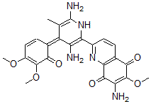 CAS#: 143139-76-8， 7-Amino-2-[(4Z)-3,6-Diamino-4-(4,5-Dimethoxy-6-Oxo-1-Cyclohexa-2,4-Dienylidene)-5-Methyl-1H-Pyridin-2-Yl]-6-Methoxyquinoline-5,8-Dione