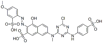 CAS#: 14408-24-3， 7-[[4-Chloro-6-[(4-Sulphophenyl)Amino]-1,3,5-Triazin-2-Yl]Methylamino]-4-Hydroxy-3-[(4-Methoxy-2-Sulphophenyl)Azo]Naphthalene-2-Sulphonic Acid