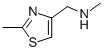 structure of CAS# 144163-81-5, N,2-Dimethyl-4-Thiazolemethanamine;N-Methyl-1-(2-Methyl-1,3-Thiazol-4-Yl)Methanamine 2Hcl;N-Methyl-N-[(2-Methyl-1,3-Thiazol-4-Yl)Methyl]Amine;2-Methyl-4-[Methyl(Aminomethyl)]-1,3-Thiazole 97%