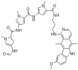 CAS#: 144236-70-4， 4-[[4-[(4-Formamido-1-Methylpyrrole-2-Carbonyl)Amino]-1-Methylpyrrole-2-Carbonyl]Amino]-N-[3-[(9-Methoxy-5,11-Dimethyl-6H-Pyrido[4,3-b]Carbazol-1-Yl)Amino]Propyl]-1-Methylpyrrole-2-Carboxamide