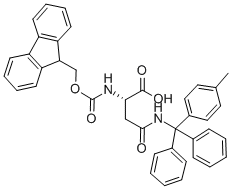 structure of CAS# 144317-22-6, N2-[(9H-Fluoren-9-Ylmethoxy)Carbonyl]-N-[(4-Methylphenyl)Diphenylmethyl]-L-Asparagine;N-ALPHA-(9-FLUORENYLMETHOXYCARBONYL)-N-BETA-4-METHYLTRITYL-L-ASPARAGINE;N-Alpha-Fmoc-N'(4-Methyltrityl)-L-Asparagine;Z-N-GAMMA-4-METHYLTRITYL-L-ASPARAGINE
