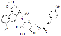 CAS#: 145613-84-9， (E)-6-(6-O-(3-(4-Hydroxyphenyl)-1-Oxo-2-Propenyl)-beta-D-Glucopyranosyl)-8-Methoxy-Benzo(f)-1,3-Benzodioxolo(6,5,4-cd)Indol-5(6H)-One