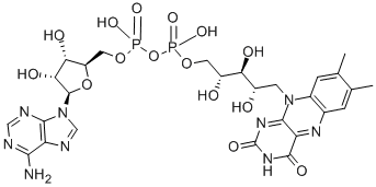 结构式 CAS# 146-14-5, [5-(6-氨基嘌呤-9-基)-3,4-二羟基四氢呋喃-2-基]甲基[[5-(7,8-二甲基-2,4-二氧代苯并[g]蝶啶-10-基)-2,3,4-三羟基戊氧基]-羟基磷酰]氢磷酸酯