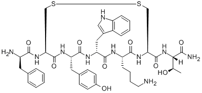 CAS#: 147159-51-1， (4R,7S,13S,16R)-7-(4-Aminobutyl)-N-[(2S,3R)-1-Amino-3-Hydroxy-1-Oxobutan-2-Yl]-16-[[(2R)-2-Amino-3-Phenylpropanoyl]Amino]-13-[(4-Hydroxyphenyl)Methyl]-10-(1H-Indol-3-Ylmethyl)-6,9,12,15-Tetraoxo-1,2-Dithia-5,8,11,14-Tetrazacycloheptadecane-4-Carboxamide