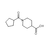 structure of CAS# 147636-33-7, 1-(Cyclopentylcarbonyl)-4-Piperidinecarboxylic Acid;1-(cyclopentanecarbonyl)piperidine-4-carboxylic acid;1-(cyclopentylcarbonyl)-4-piperidinecarboxylic acid;1-(Cyclopentylcarbonyl)-4-piperidine-carboxylic acid