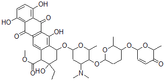CAS#: 147657-35-0， Methyl 4-[4-Dimethylamino-6-Methyl-5-[6-Methyl-5-[(6-Methyl-5-Oxo-2H-Pyran-2-Yl)Oxy]Oxan-2-Yl]Oxyoxan-2-Yl]Oxy-2-Ethyl-2,5,7,10-Tetrahydroxy-6,11-Dioxo-3,4-Dihydro-1H-Tetracene-1-Carboxylate