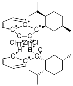 structure of CAS# 148347-90-4, Dichlorobis[(1,2,3,3a,7a-H)-1-[5-Methyl-2-(1-Methylethyl)Cyclohexyl]-1H-Inden-1-Yl]-Zirconium Stereoisomer;(+)-BIS[1-[(1'R,2'R,5'R)-2'-I-PROPYL-5'-METHYLCYCLOHEXYL]INDENYL]ZIRCONIUM (IV) DICHLORIDE