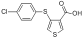 structure of CAS# 149609-86-9, 4-[(4-Chlorophenyl)Thio]-3-Thiophenecarboxylic Acid;4-[(4-Chlorophenyl)Sulphanyl]Thiophene-3-Carboxylic Acid;4-[(4-CHLOROPHENYL)THIO]THIOPHENE-3-CARBOXYLIC ACID;3-(4-CHLOROPHENYLTHIO)THIOPHENE-4-CARBOXYLIC ACID